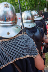 Roman legionaries at a historical reenactment festival, historical event
