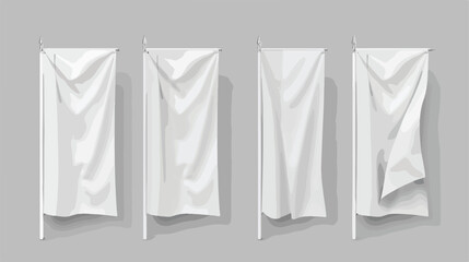 White pennant flags mockup blank vertical banners 