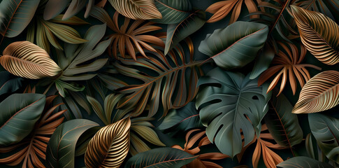 Green big leaves texture background