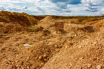 Stone quarry for the extraction of limestone crushed stone with an iron seeder