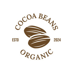 Vintage cocoa bean, cocoa plant logo icon vector template
