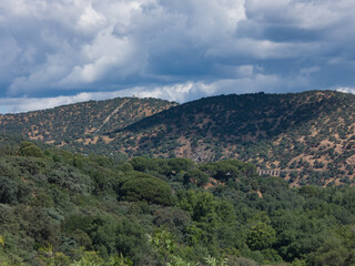 landscape, view, spain, mountains, sky, clouds, blue, peaks, nat