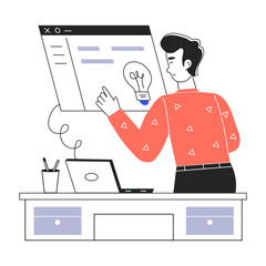 Trendy linear mini illustration of business solution 