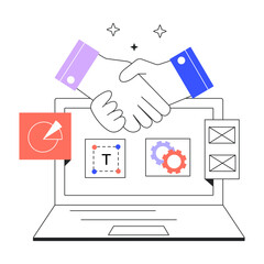 A well-designed linear mini illustration of project partnership 