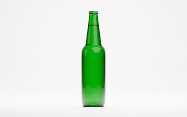 3d render of isolated beer or liquor alcohol glass bottles on white