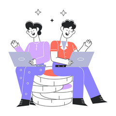 Get this line style mini illustration of sales team 