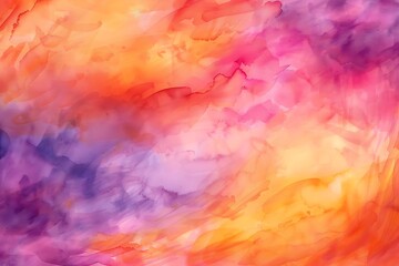 Obraz premium Watercolor background with soft pastel colors, pink purple blue and orange