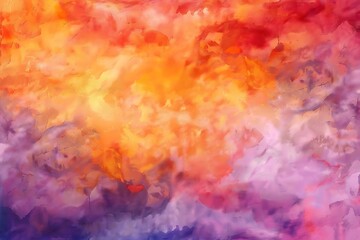Watercolor background with soft pastel colors, pink purple blue and orange