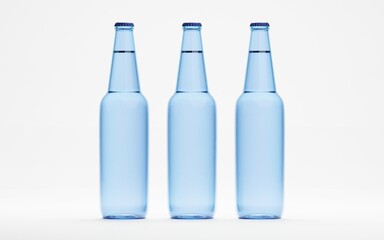 3d render of isolated beer or liquor alcohol glass bottles on white