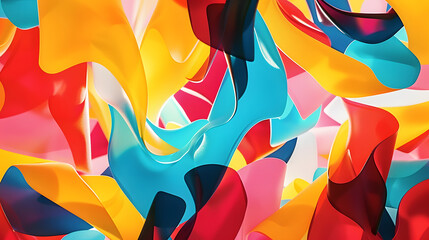 The picture of the colourful abstract shape wallpaper that has been mix with the primary colours and has become the colourful abstract various shapes that fill in every part of the wallpaper.