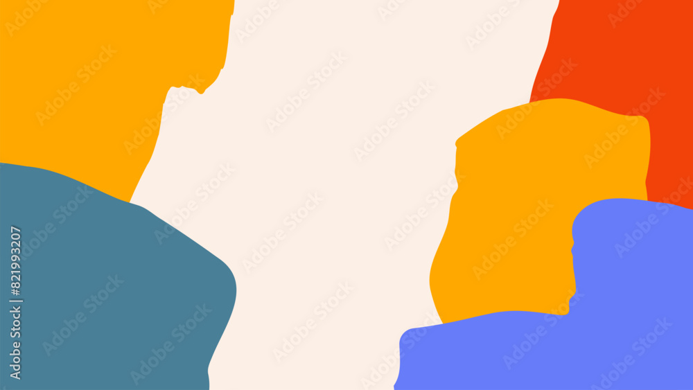 Fototapete Abstract background with various color hand drawn dynamic shapes for creative graphic design. Vector illustration.