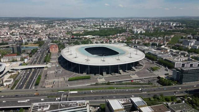Stade de France, Paris. Aerial Drone circular View