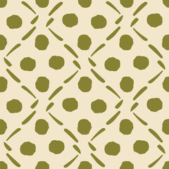 Abstract dots seamless pattern. Round collage shape of ripped papers silhouettes repeat background. Vector scrap hand drawn illustration.