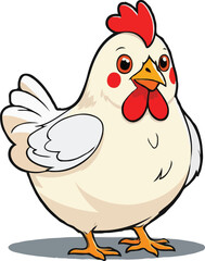 Easter cartoon chicken observing surroundings