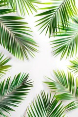 Obraz premium flat lay of palms on a white background,in the style of digital minimalism,pattern,bold color,beautiful,art-director photography
