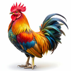 Fototapeta premium a vibrant colors rooster white background