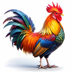 Fototapeta premium a vibrant colors rooster white background