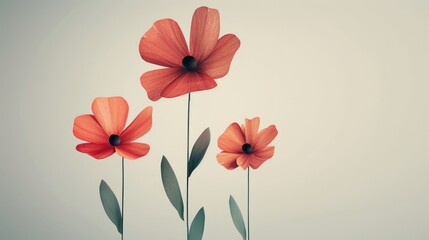 Minimalistic orange flowers wallpaper.