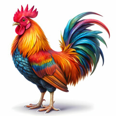 Fototapeta premium a vibrant colors rooster white background