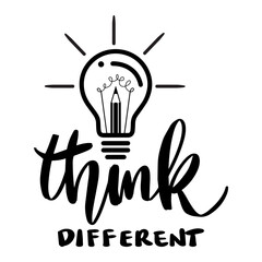 Think different. Hand drawn lettering quote. Vector illustration.