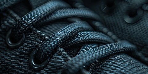 Macro Shot of Black Athletic Shoe Laces