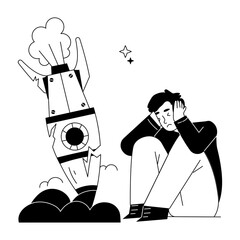 Download line style mini illustration of project failure 