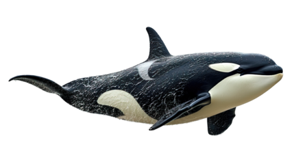 killer whale png ,side view of orca whale isolated on transparent background ,generative ai