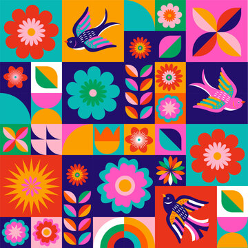 Geometrical pattern design for Hispanic Heritage month, Cinco de Mayo, Mexican fiesta or any other Latino celebration