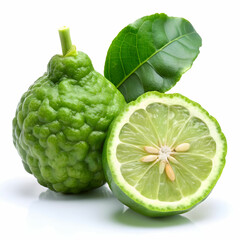 Fototapeta premium bergamot is whole and next to it in a section