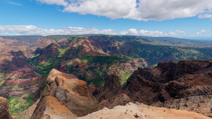 Scenic Waimea Canyon view from Waimea Canyon Lookout on Kauai, Hawaii