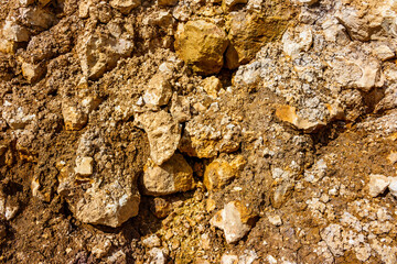 Water seeps from aquifers in the marble-like limestone. Lower Carboniferous period. Kaluga region, Russia