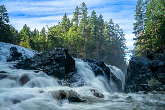 Englishman River Falls in stunning light, Parksville, BC Canada