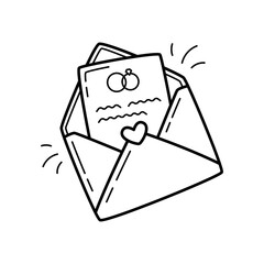 Wedding invitation letter. Simple linear hand drawn doodle illustration