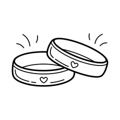 Two wedding rings. Wedding item. Simple linear hand drawn doodle illustration