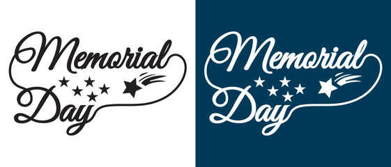 
Memorial Day text. Hand drawn vector art. USA Memorial Day lettering typography design.isolated on white and blue background. EPS 10