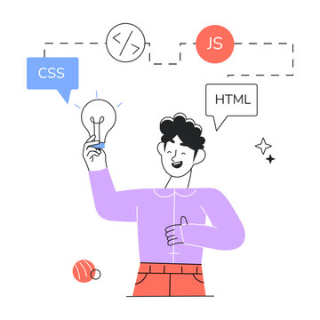 Get this linear mini illustration of a creative developer 