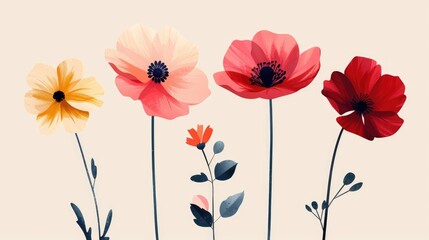 Colorful flowers on a beige background.