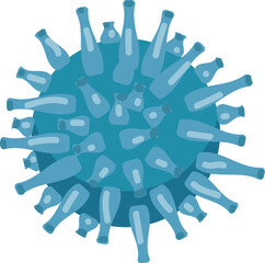 Blue virus particle illustration on clean white background for scientific, medical, and healthcare design purposes. Perfect for biological research and immunology