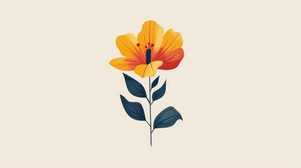 A minimalist representation of an orange flower.