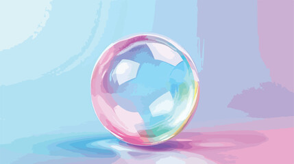 3d pink realistic soap ball transparent vector. Rainb