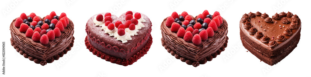 Poster heart shape cake png element set on transparent background