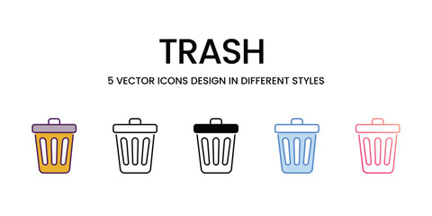 Trash  Icons different style vector stock illustration