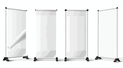 3D set of four of blank advertising stands isolated 