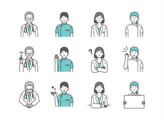 福祉、医療従事者の人物のベクターイラスト素材
