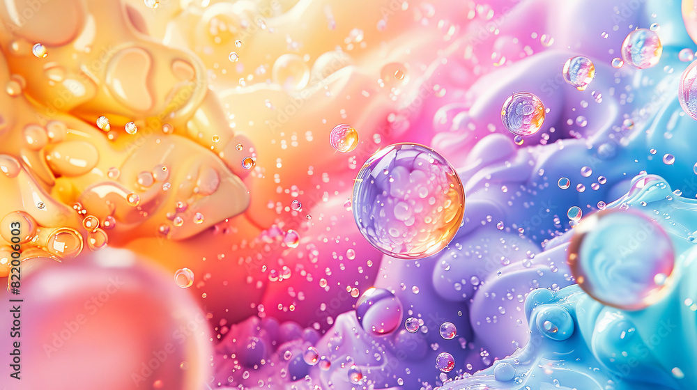 Poster a colorful abstract background with multicolored organic shapes and bubbles