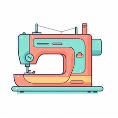 Colorful and modern illustration of a sewing machine. Ideal for crafting, tailoring, and fashion design themes.