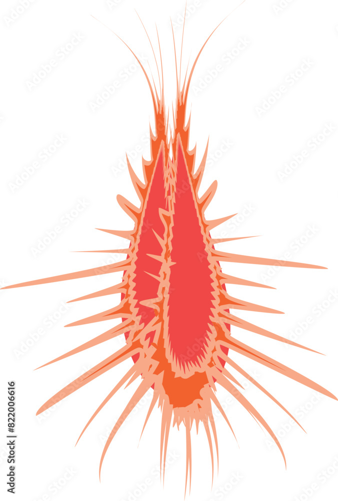 Poster vibrant orange abstract design with dynamic spiky burst pattern on a white background