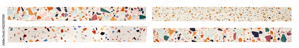 Poster terrazzo pattern washi tape png element set on transparent background