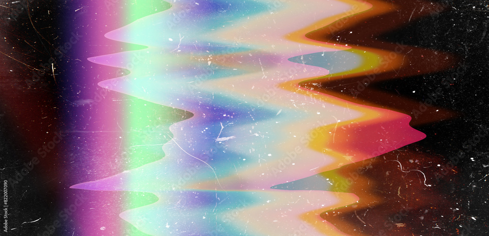 Aufkleber Vaporwave style background with datamoshing lo-fi effect and holographic pixelated glitches. Concept of bug in program or video decay.