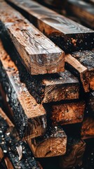 A cluster of diverse wooden pieces neatly stacked on a table